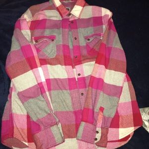 American eagle, thick plaid button down .